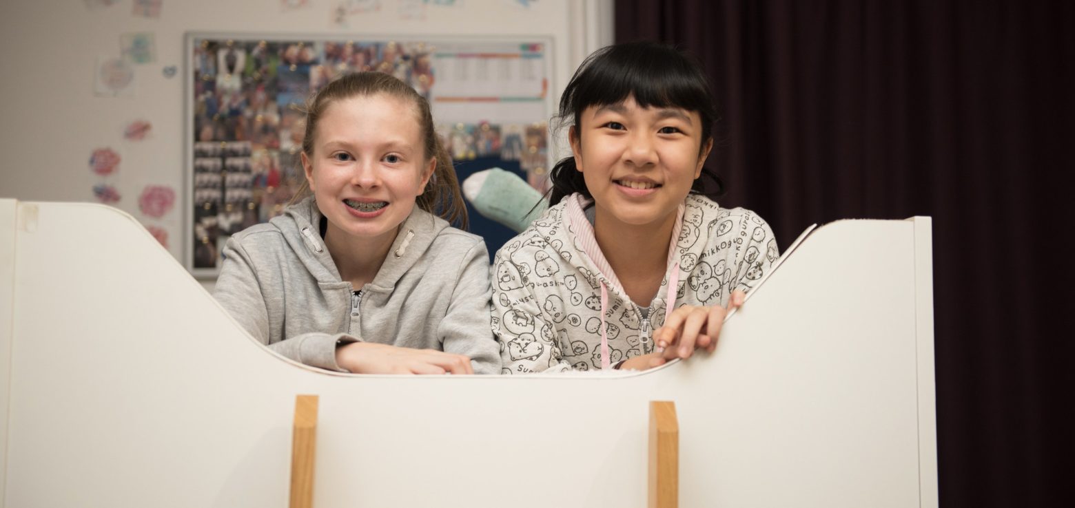 students in their bunk beds