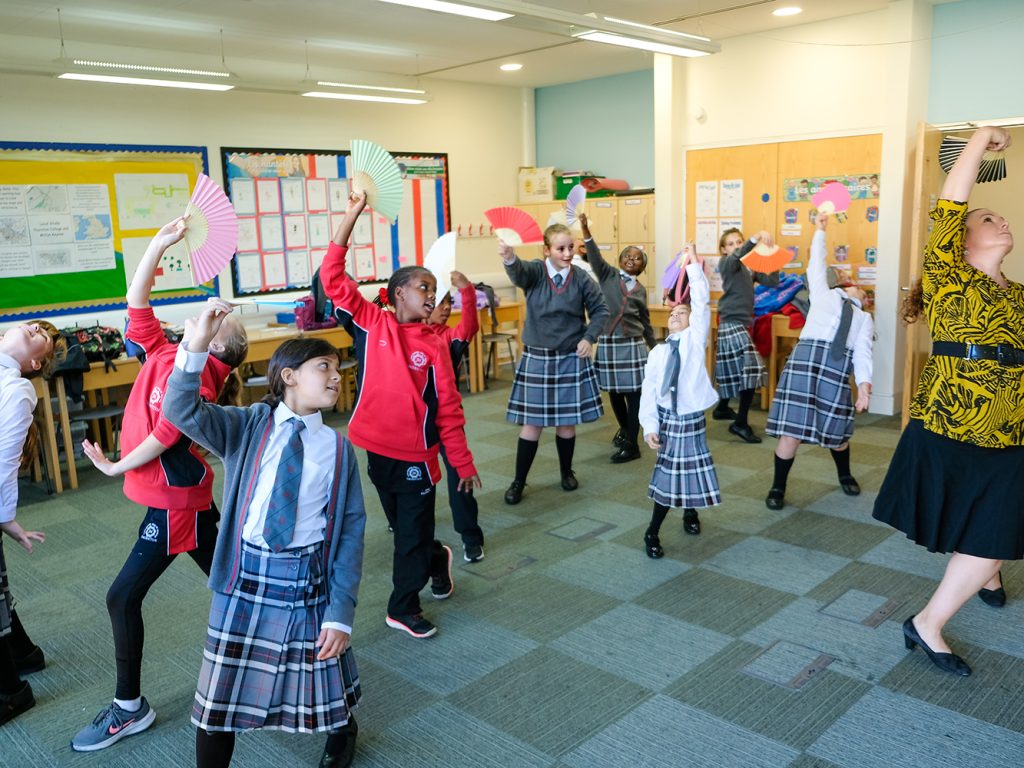 children learning to salsa