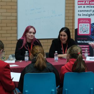 children at a careers stall