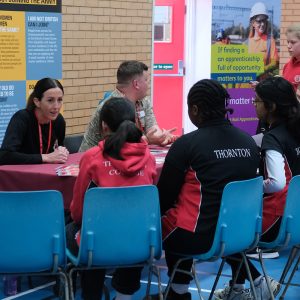 students talking and listening