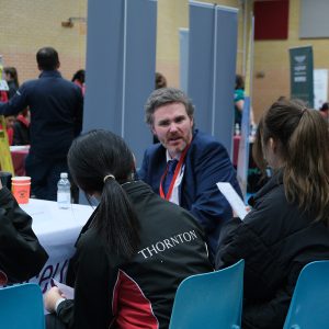 students talking and listening