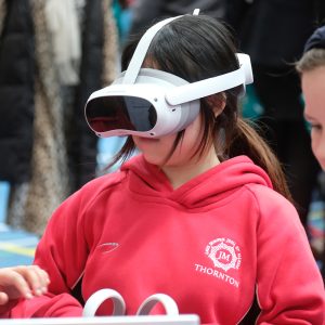 student using a VR headset