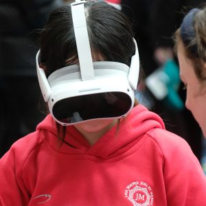 girls using a VR headset