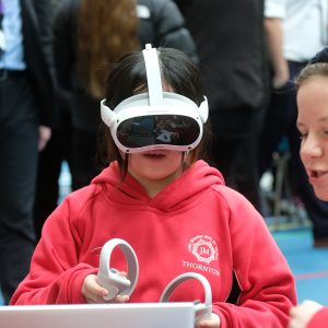 girls using a VR headset