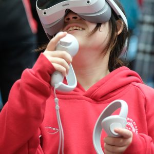 girl using a VR headset