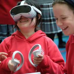 girls using a VR headset