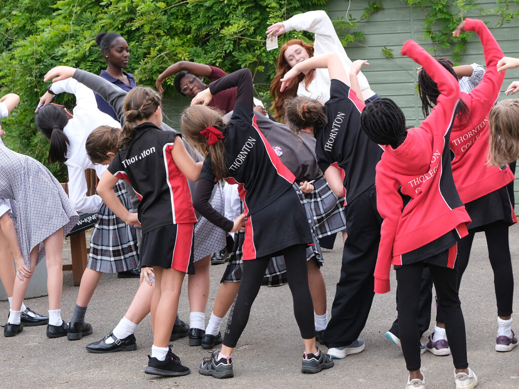 students stretching