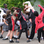 students stretching