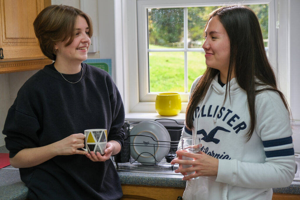 students drinking beverages