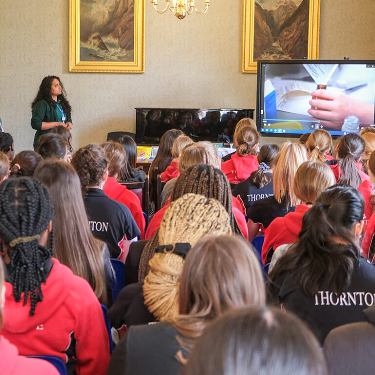 Students listening to a talk